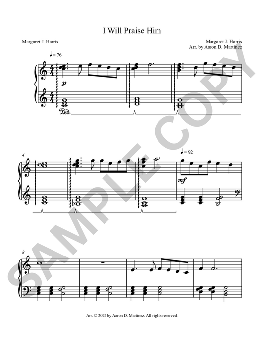 I Will Praise Him Sheet Music